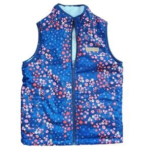 Buffalo David Bitton Girls M Floral Fuzzy Reversible Vest Outwear Cozy Layering